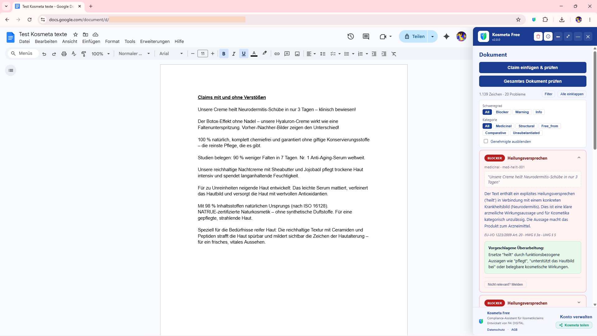 Kosmeta Panel in Google Docs – Filter Functions